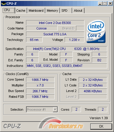 Разгон процессора Intel Core 2 Duo E6320